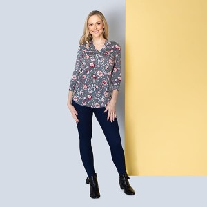 Sugar Crisp Zip Detail Print Top