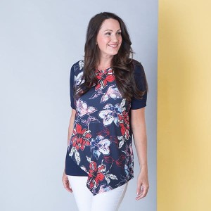 Anamor Print Front Asymmetric Top