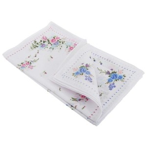 Womens/Ladies Floral Cotton Rich Handkerchiefs (Pack Of 8)