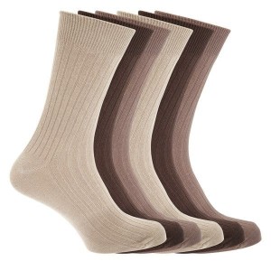 FLOSO Mens Ribbed 100  Cotton Socks (6 Pairs)