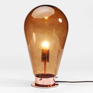 Barwiona szklana lampa stołowa Bulb, brązowa