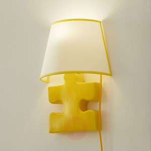 Ceramiczna lampa ścienna A185, tkanina, żółta