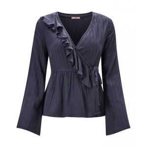 Joe Browns Satin Stripe Ruffle Blouse