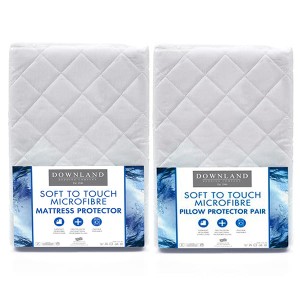 Downland Soft To Touch Satin Stripe Anti-Bacterial King Mattress Protector & Pillow Protector (Pair)