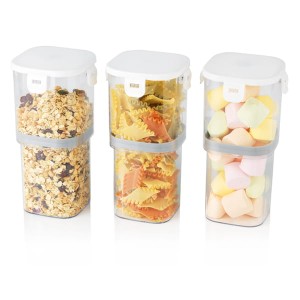 GOURMETmaxx White Adjustable Vacuum Food Storage Containers 3 Piece Set 1000ml