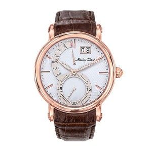 Mathey-Tissot Gent's Retrograde  Rose Gold PVD Plated Watch with Genuine Leather Strap