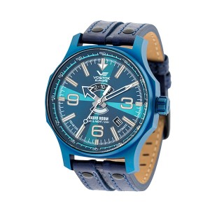 Vostok Europe Gent's Automatic Radio Room Watch with PVD Plated Case and Genuine Leather Strap