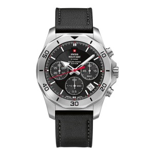 Swiss Military By Chrono Gent's Worlds Powered Chronograph Watch with Genuine Leather Strap