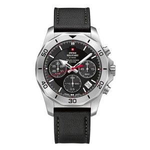Swiss Military By Chrono Gent's Worlds Powered Chronograph Watch with Genuine Leather Strap