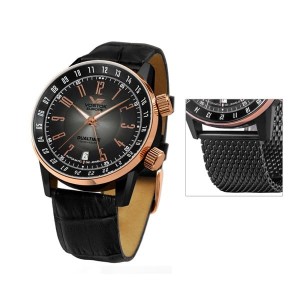 Vostok Europe Gent's GAZ-14 Limousine PVD Plated Dual Time Automatic Watch with Interchangeable Strap