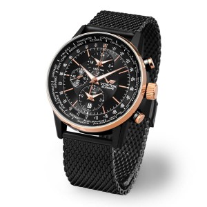 Vostok Europe Gent's GAZ-14 Limousine PVD Plated World Timer/ Alarm Watch with Milanese Bracelet