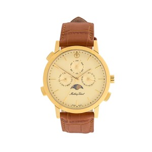 Mathey-Tissot Gent's Moon Phase Watch with Genuine Leather Strap