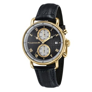Thomas Earnshaw Gent's Investigator Chronograph Watch with Genuine Leather Strap