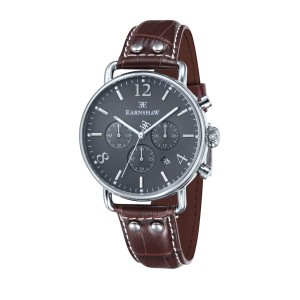 Thomas Earnshaw Gent's Investigator Chronograph Watch with Genuine Leather Strap