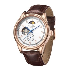Swan & Edgar Gent's Orbiter Automatic Moon Phase Watch with Genuine Leather Strap