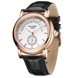 Swan & Edgar Gent's City Timer Automatic Date Watch with Genuine Leather Strap