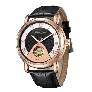 Swan & Edgar Gent's Time Guarder Automatic Shielded Watch, Genuine Leather Strap