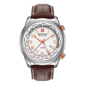 Swiss Military by Hanowa Gent's Worldtimer Watch with Genuine Leather Strap