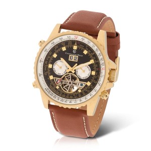 Constantin Weisz Gent's Automatic Open Heart Watch with Genuine Leather Strap