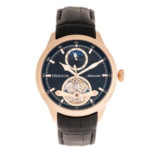 Heritor Gent's Automatic Open Heart Gregory Watch with Genuine Leather Strap