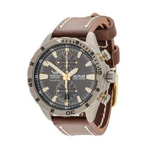 Vostok Europe Gent's Almaz Titanium Chronograph Watch with Genuine Leather Strap