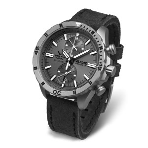 Vostok Europe Gent's Almaz Titanium Chronograph Watch with Genuine Leather Strap