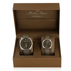 Mathey Tissot Couples Stainless Steel Watch with Genuine Leather Straps