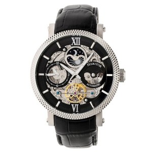 Heritor Gent's Automatic Aries Day & Night Indicator Skeleton Dial Watch with Genuine Leather Strap
