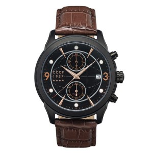 CCCP Gent's Sputnik-1 Chronograph Watch with Genuine Leather Strap