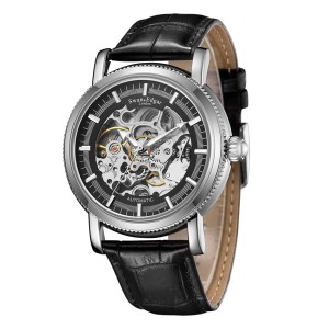 Swan & Edgar Gent's Balmoral Automatic Skeleton Watch with Genuine Leather Strap