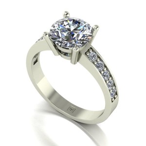 Moissanite 9ct Gold 2.25ct eq Lady Lynsey Solitaire and Shoulder Detail Ring