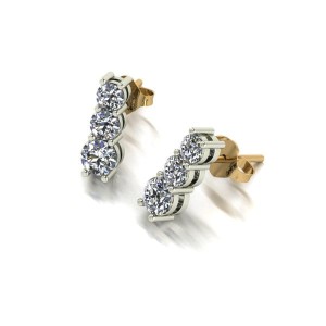 Moissanite 9ct Gold 1ct Eq Trilogy Earrings (p)