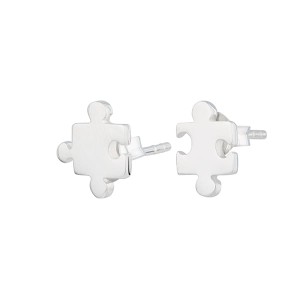 Lily Charmed Sterling Silver Jigsaw Stud