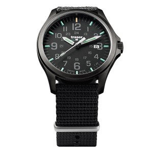 Traser Gent's Swiss P67 Officer Gunmetal Watch with Black Textile Nato Strap