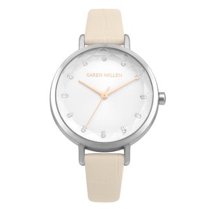 Karen Millen Ladies' Sunray Dial Watch with Croc Leather Strap