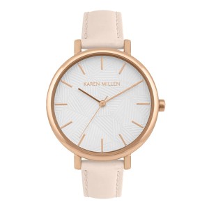 Karen Millen Ladies' Geo Dial Watch with Leather Strap