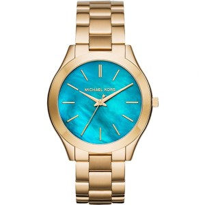 Michael Kors Ladies Blue Mother of Pearl Watch with Stainless Steel Bracelet