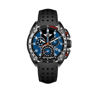 Mini Gent's Swiss Quartz PVD Multifunction Chronograph Watch with Genuine Leather Strap