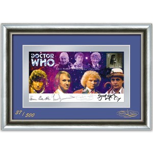 Dr Who Framed Celebration Cover Signed by 4 Different Doctors Ltd Edition
