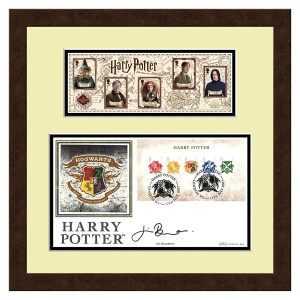 Harry Potter Framed 5 Characters Stamps Sheetlet & Hogwarts Cover Signed by Jim Broadbent