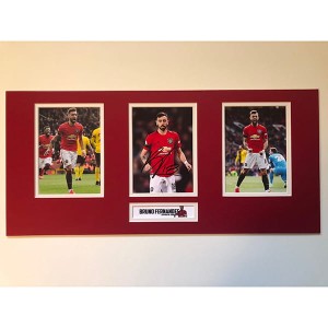 Bruno Fernandes Personally Signed Triple Photo Montage Display