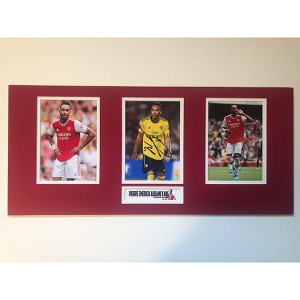 Arsenal FC Framed Triple Photo Personally Signed by Pierre Emerick Aubameyang