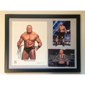 Brock Lesnar Personally Signed Framed Photo Montage Display