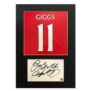Ryan Giggs Personally Signed Name and Number Shirt Batch & Signature Display Card