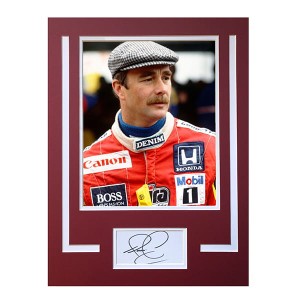 Nigel Mansell Personally Signed Mounted Photo & Signature Display