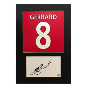 Steven Gerrard Name and Number Shirt Batch & Signature Signed Display