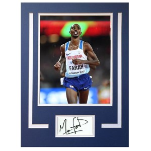 Mo Farah Personally Signed Mounted Photo & Signature Display