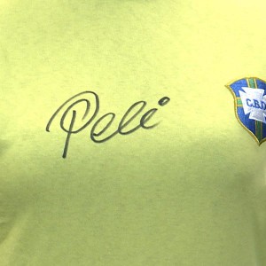 Pele Personally Signed Yellow Brazil Shirt