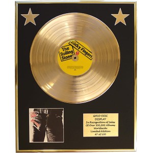 Rolling Stones Sticky Fingers Framed & Mounted Large CD Gold Disc Limited Edition 100 Only