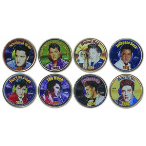 Elvis Presley Collection Set of 8 Different Genuine USA Colorised Elvis Image Coins